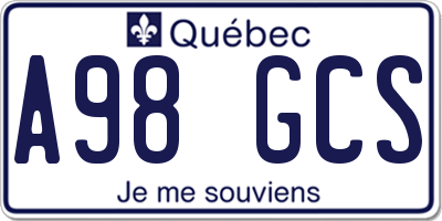 QC license plate A98GCS