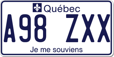 QC license plate A98ZXX