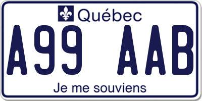 QC license plate A99AAB
