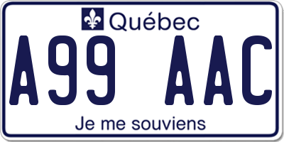 QC license plate A99AAC
