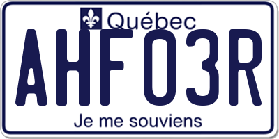 QC license plate AHF03R