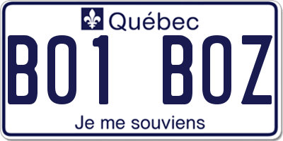 QC license plate B01BOZ