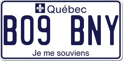 QC license plate B09BNY