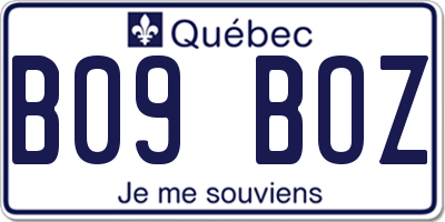 QC license plate B09BOZ
