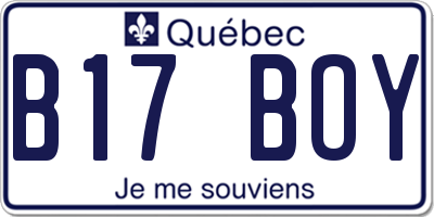 QC license plate B17BOY