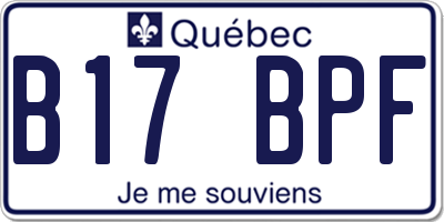 QC license plate B17BPF