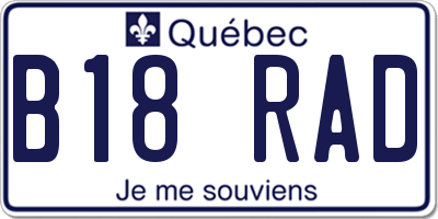 QC license plate B18RAD