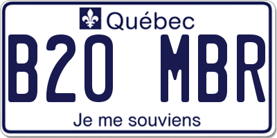 QC license plate B20MBR