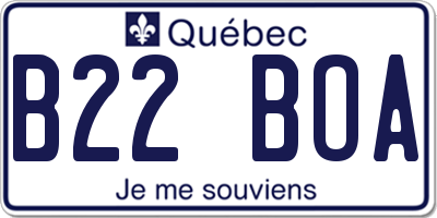 QC license plate B22BOA