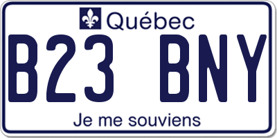 QC license plate B23BNY