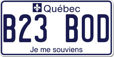 QC license plate B23BOD