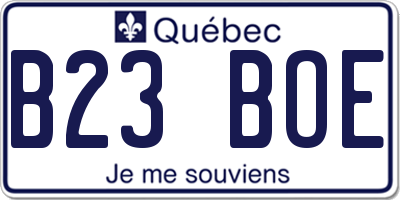 QC license plate B23BOE