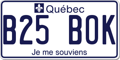 QC license plate B25BOK