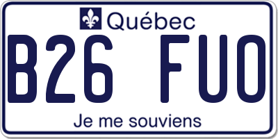 QC license plate B26FUO