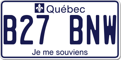 QC license plate B27BNW