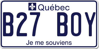 QC license plate B27BOY