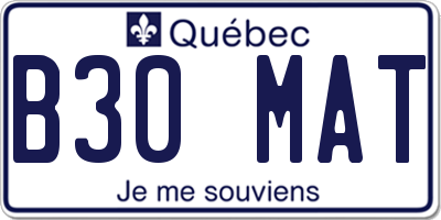 QC license plate B30MAT