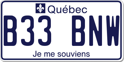 QC license plate B33BNW