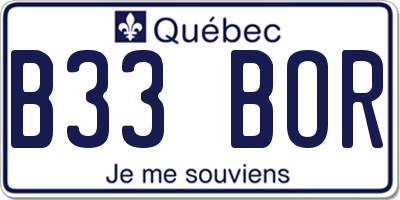 QC license plate B33BOR