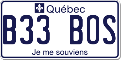QC license plate B33BOS