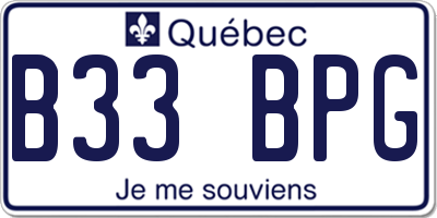 QC license plate B33BPG