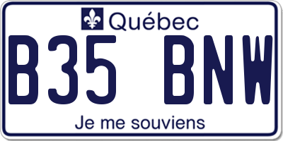QC license plate B35BNW