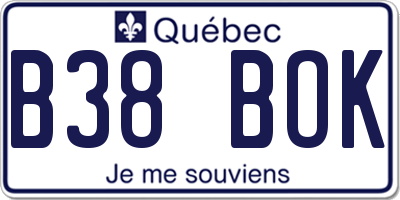 QC license plate B38BOK