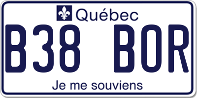 QC license plate B38BOR