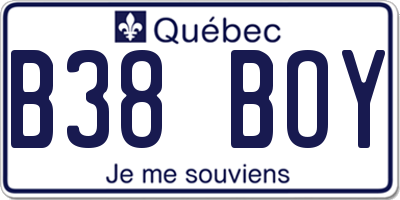 QC license plate B38BOY