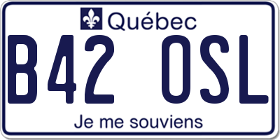 QC license plate B42OSL