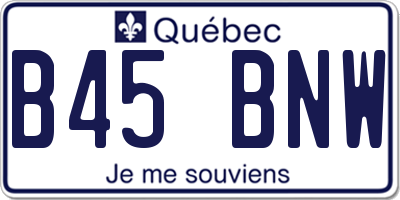 QC license plate B45BNW