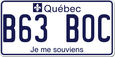 QC license plate B63BOC