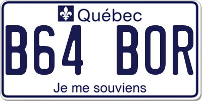QC license plate B64BOR