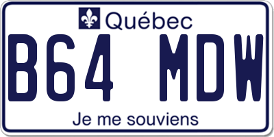 QC license plate B64MDW