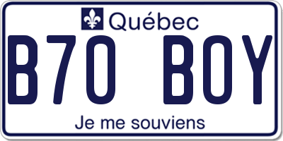 QC license plate B70BOY