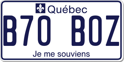 QC license plate B70BOZ