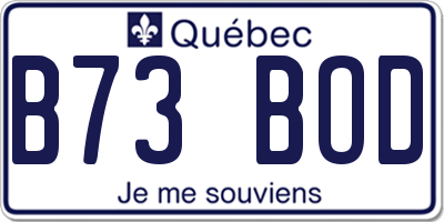 QC license plate B73BOD
