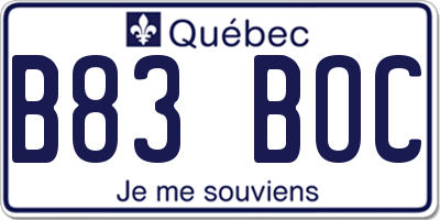 QC license plate B83BOC