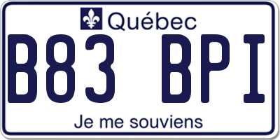 QC license plate B83BPI