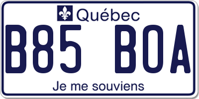 QC license plate B85BOA