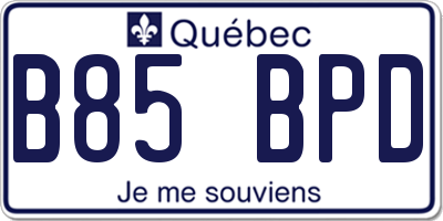 QC license plate B85BPD
