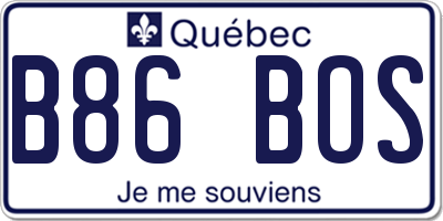 QC license plate B86BOS