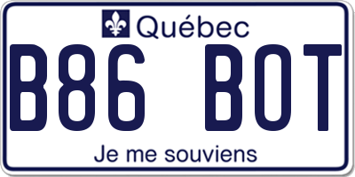 QC license plate B86BOT