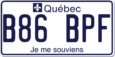 QC license plate B86BPF
