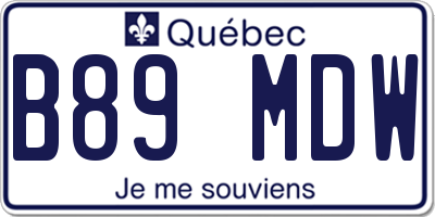 QC license plate B89MDW