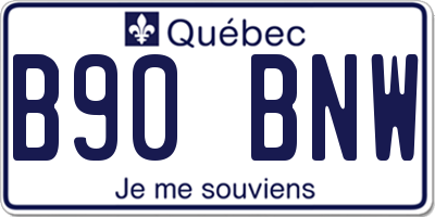 QC license plate B90BNW