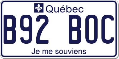 QC license plate B92BOC