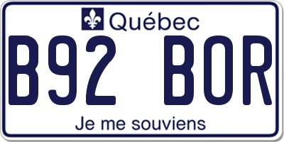 QC license plate B92BOR