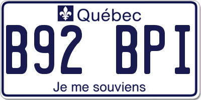 QC license plate B92BPI