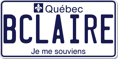 QC license plate BCLAIRE